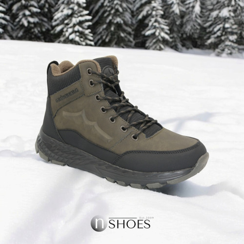 Чоловічі зимові черевики GRUNBERG 148159 03-03E 5762 кольори хакі берці з натуральної шкіри та укладанням з вовни в стилі Salomon X Ultra 4 MID