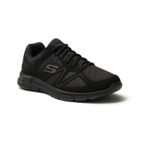 Men's black sneakers Skechers Flash Point 58350 BBK 5767 made of genuine leather with Memory Foam™ insole original from the American brand