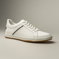Men's white leather shoes sneakers KEDDO 857184 02-02E 5829 made of genuine leather from the British brand in the style of Lacoste Men's Masters 119 3 Sneakers