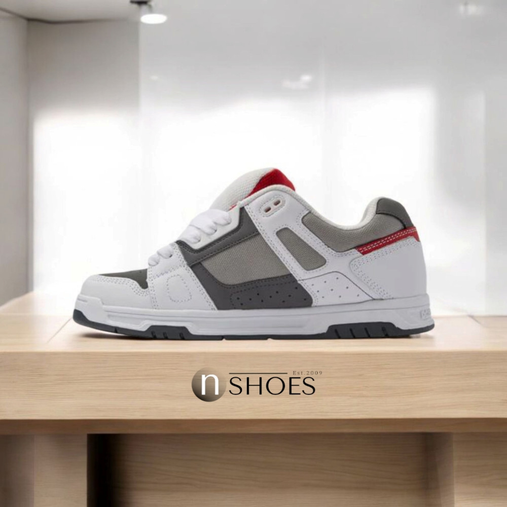 Мужские бело-серые дутые кроссовки с большими шнурками хайтопы DC STAG модель 5900