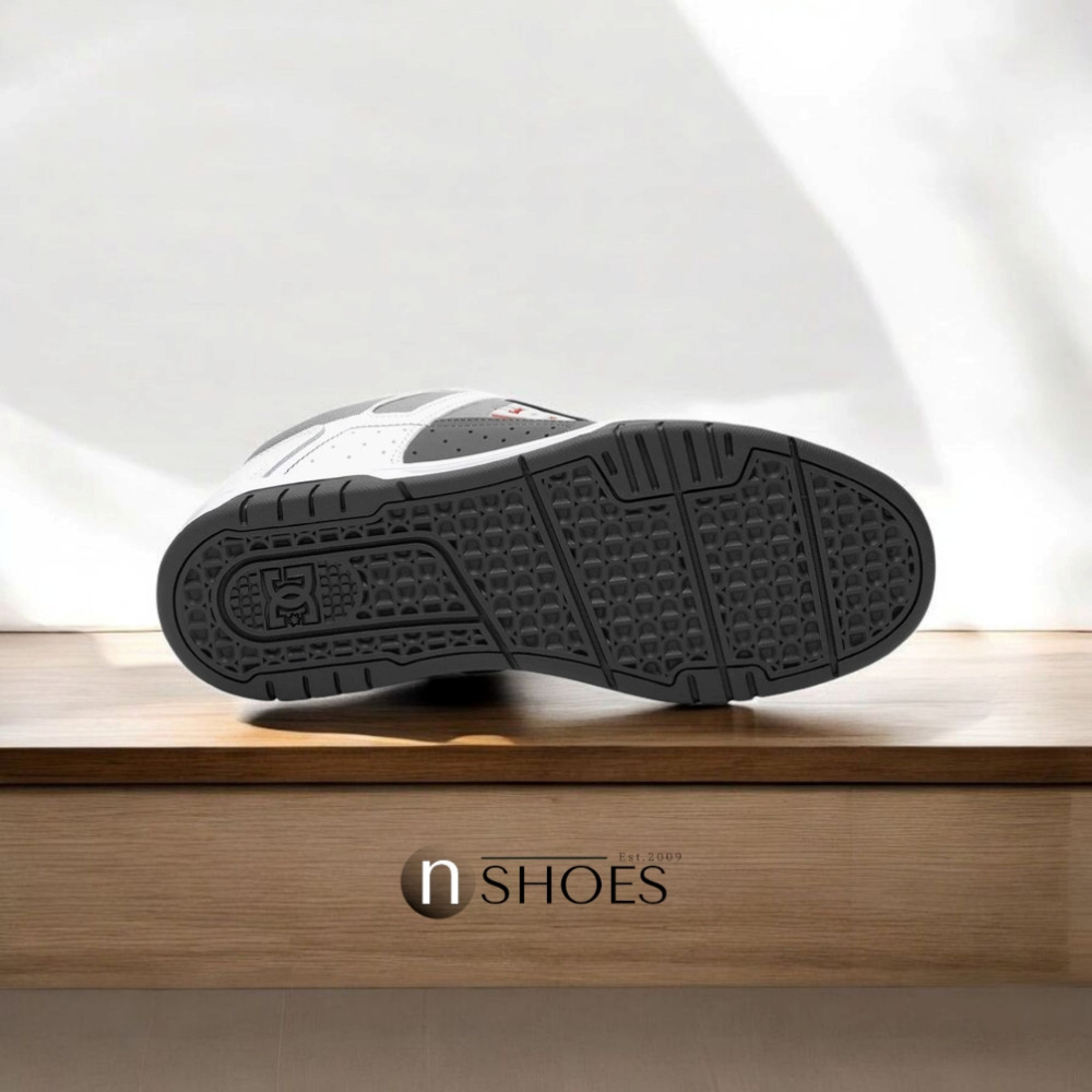 Мужские бело-серые дутые кроссовки с большими шнурками хайтопы DC STAG модель 5900