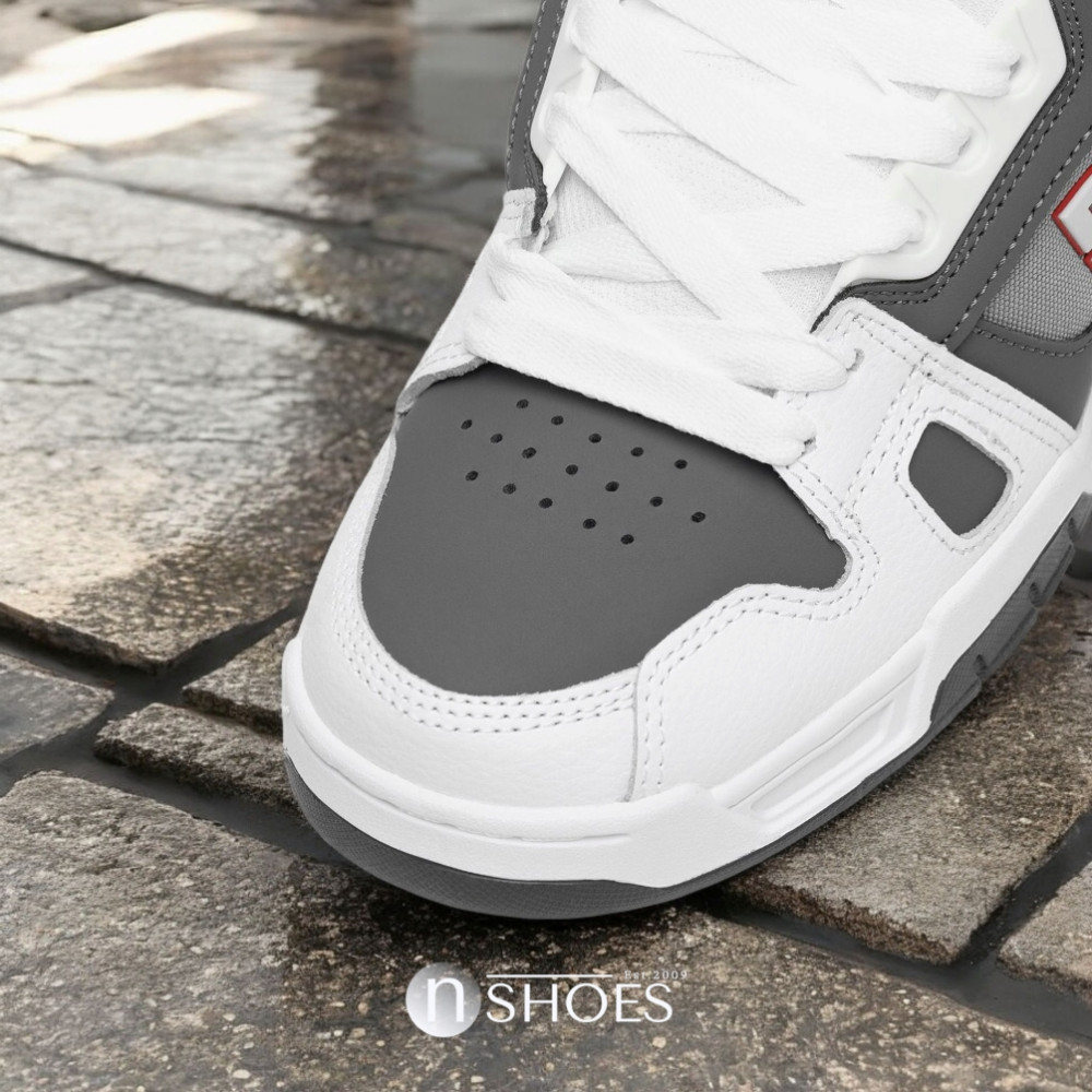 Мужские бело-серые дутые кроссовки с большими шнурками хайтопы DC STAG модель 5900