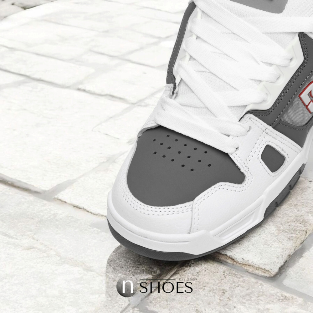 Мужские бело-серые дутые кроссовки с большими шнурками хайтопы DC STAG модель 5900