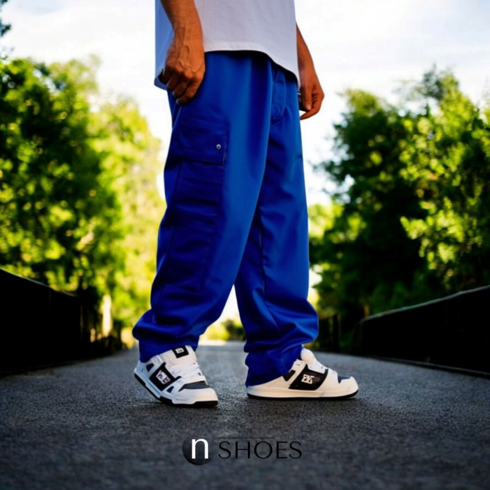 Мужские бело-серые дутые кроссовки с большими шнурками хайтопы DC STAG модель 5900