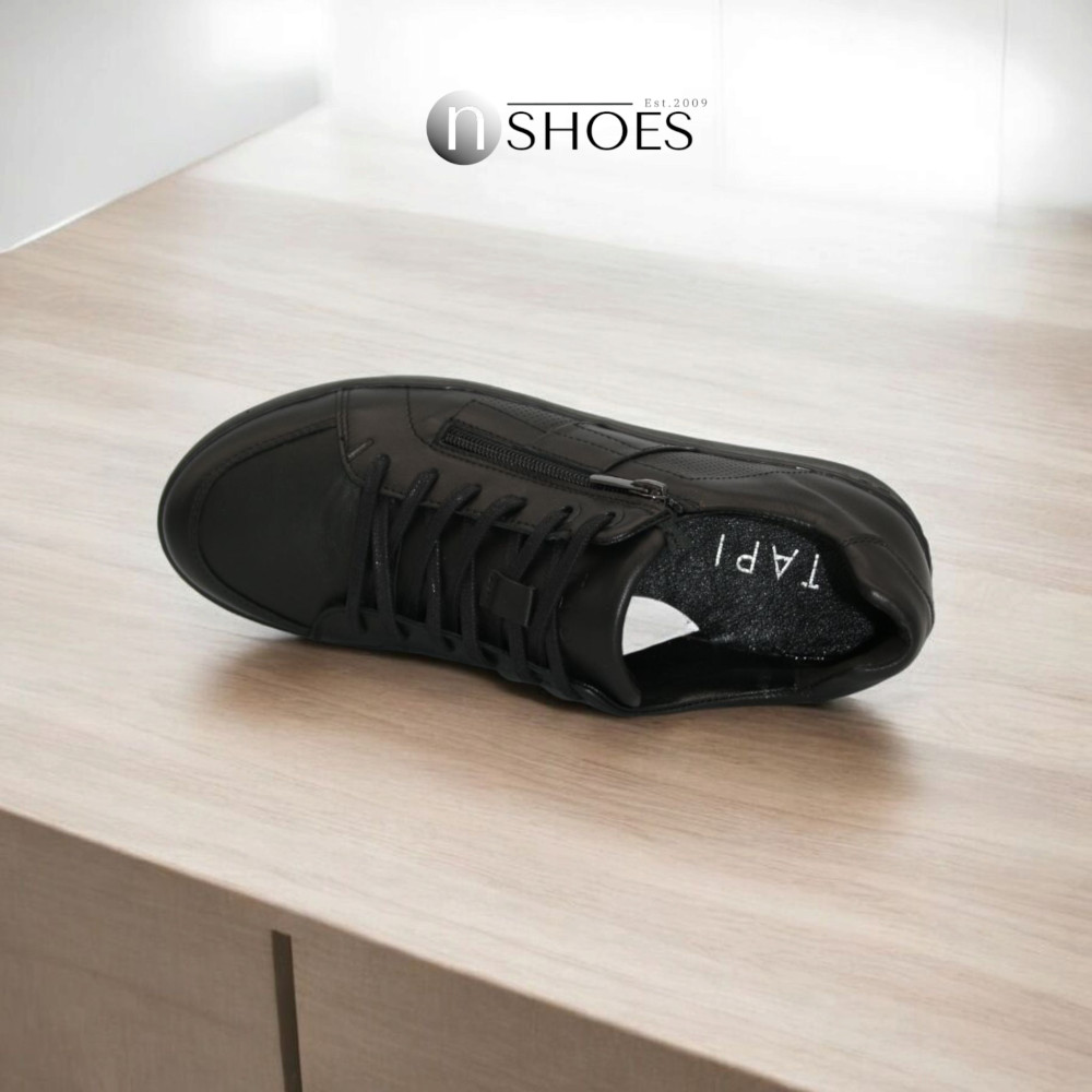 Мужские черные кожаные кроссовки Tapi (Польша) модель 5908