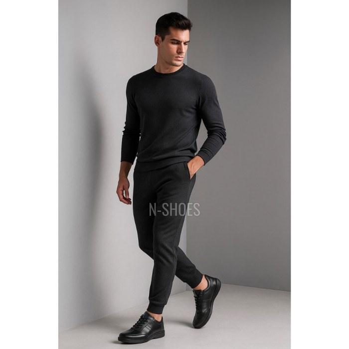 Men's black leather sneakers Tapi (Poland) model 5909
