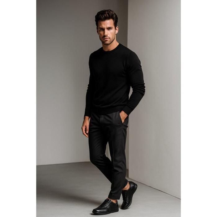 Men's black leather sneakers Tapi (Poland) model 5909