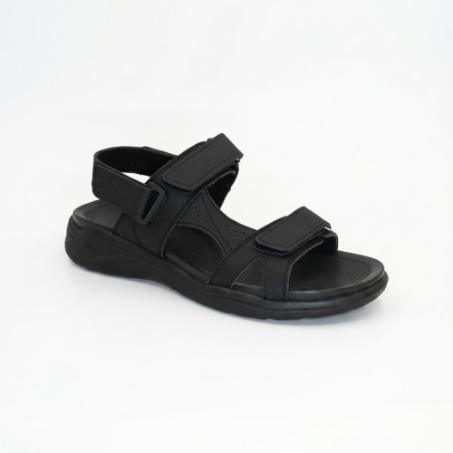 Men's black leather sandals Alex Bens 03-v 5916 comfortable made of genuine leather, with velcro, from a Ukrainian factory