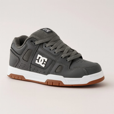Мужские серые дутые кроссовки с большими шнурками хайтопы DC STAG grey gum 320188-2GG 5916 оригинальные с натуральной кожи от американского бренд