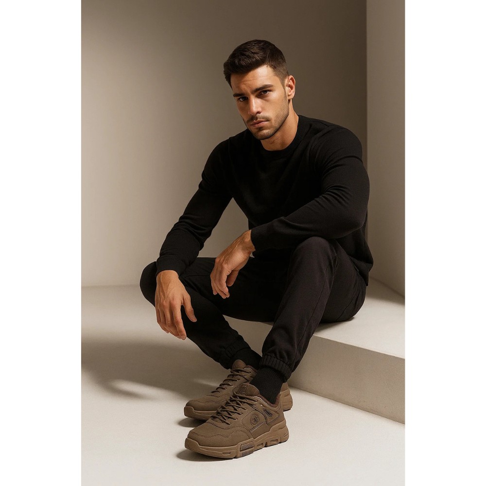 Чоловічі зимові кросівки  Big Star Shoes OO174580 6054 хакі з утепленням