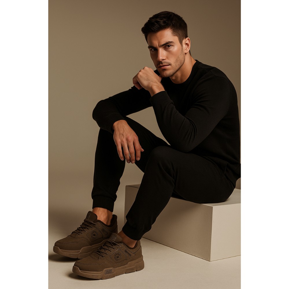 Чоловічі зимові кросівки  Big Star Shoes OO174580 6054 хакі з утепленням