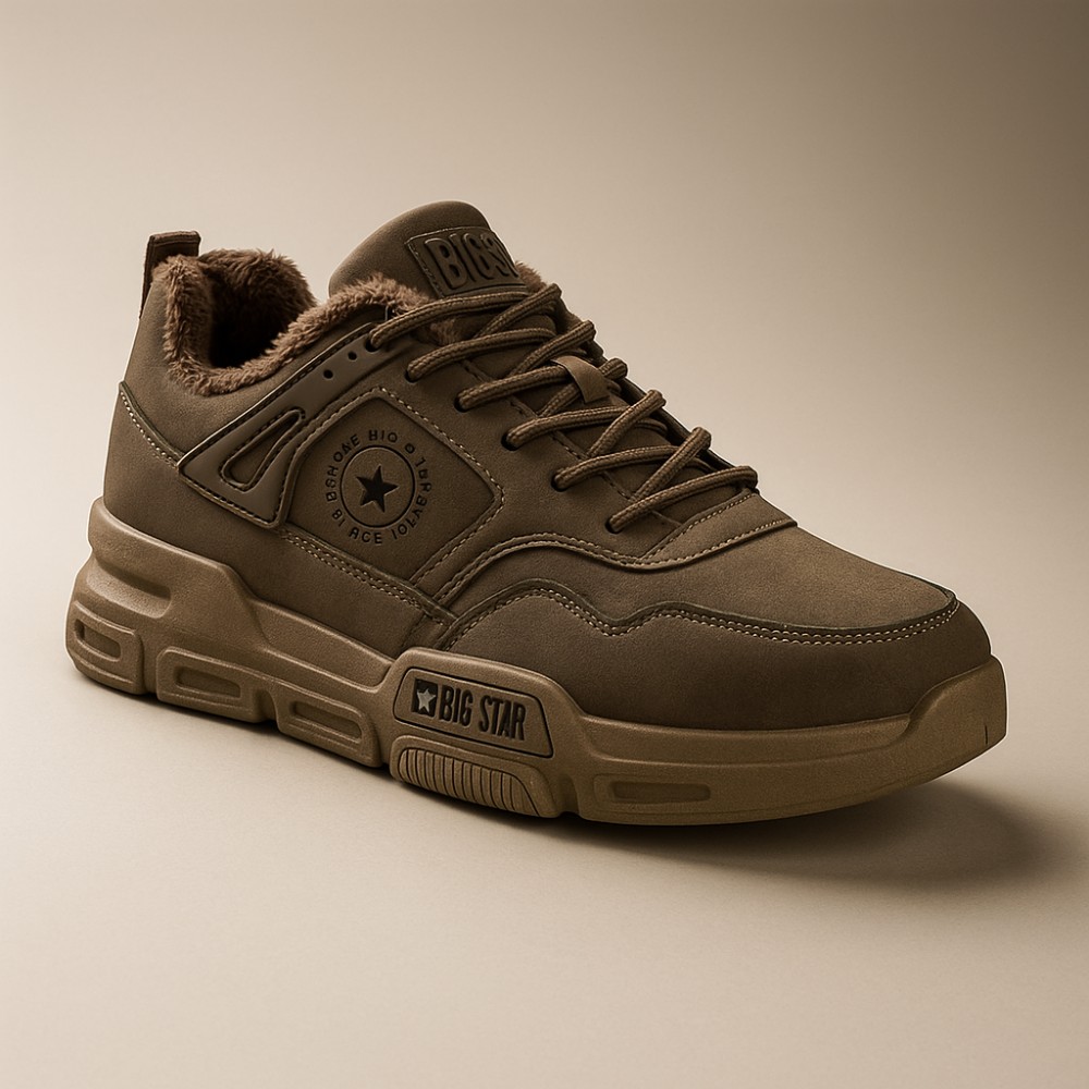 Чоловічі зимові кросівки  Big Star Shoes OO174580 6054 хакі з утепленням