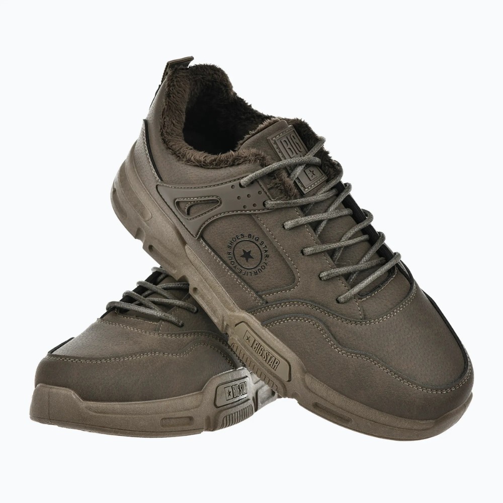 Чоловічі зимові кросівки  Big Star Shoes OO174580 6054 хакі з утепленням