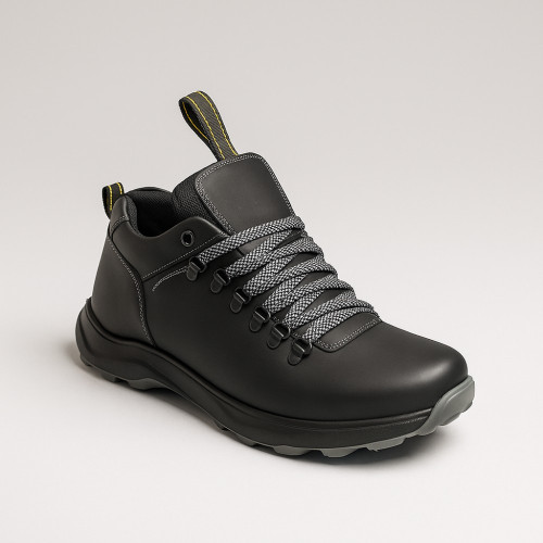 Мужские зимние ботинки Alex Bens 03-VT-345 6056 чёрные из натуральной кожи и шерсти в стиле Timberland