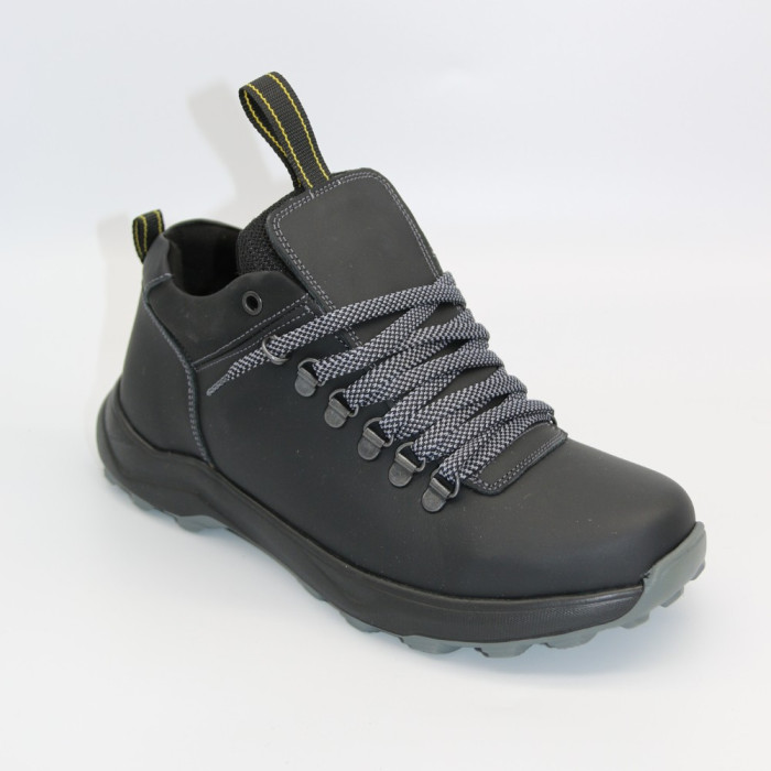 Мужские зимние ботинки Alex Bens 03-VT-345 6056 черные из натуральной кожи и шерсти