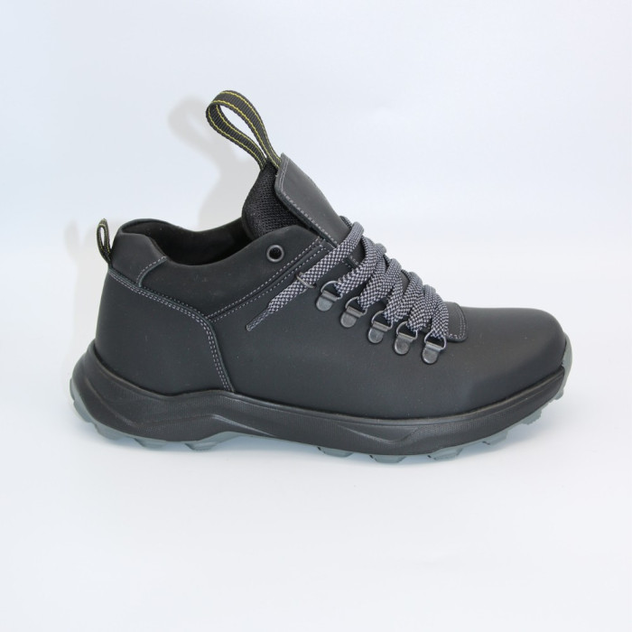 Мужские зимние ботинки Alex Bens 03-VT-345 6056 черные из натуральной кожи и шерсти