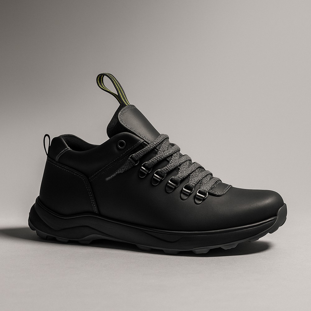 Alex Bens 03-VT-345 6056 чоловічі зимові черевики чорні з натуральної шкіри та вовни