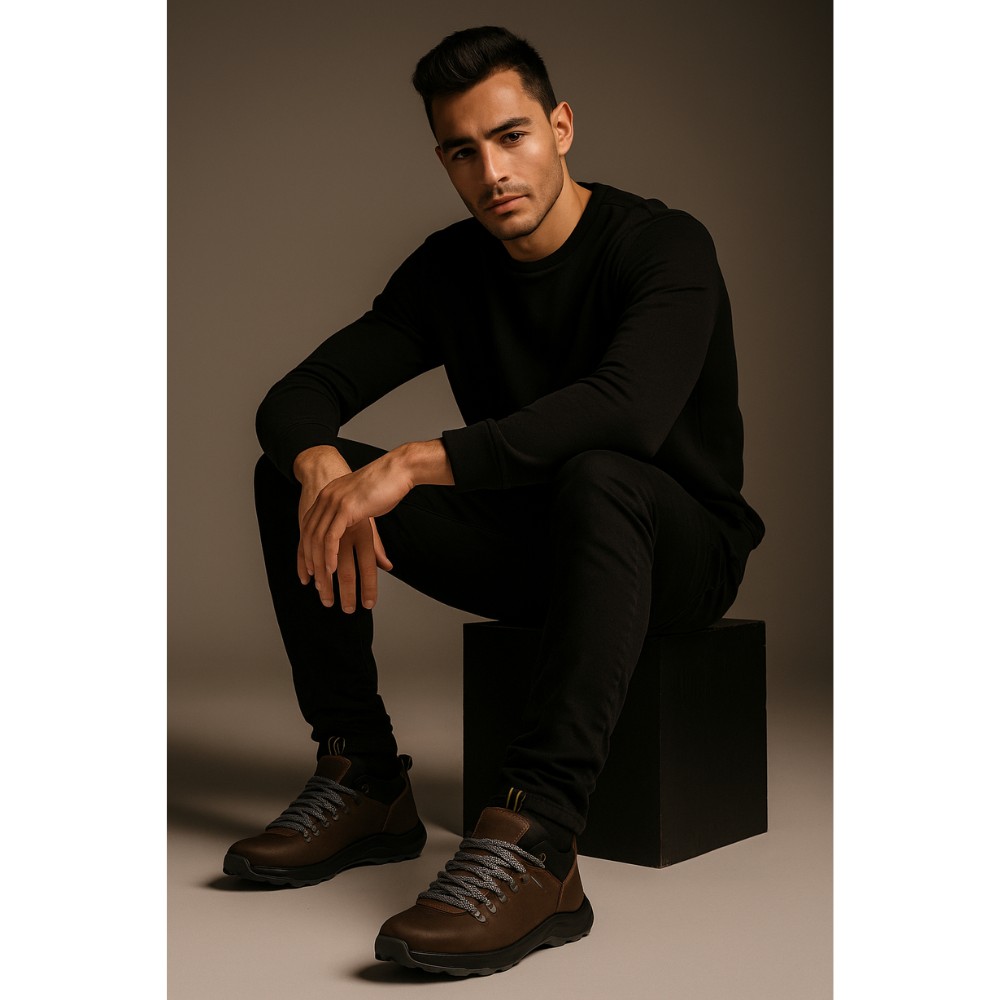 Чоловічі зимові черевики Alex Bens 03-VT-345 6057, коричневі з натуральної шкіри та вовни