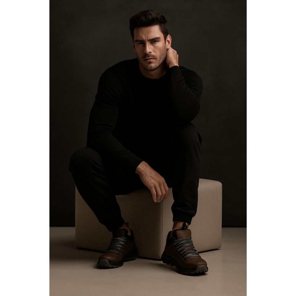 Чоловічі зимові черевики Alex Bens 03-VT-345 6057, коричневі з натуральної шкіри та вовни