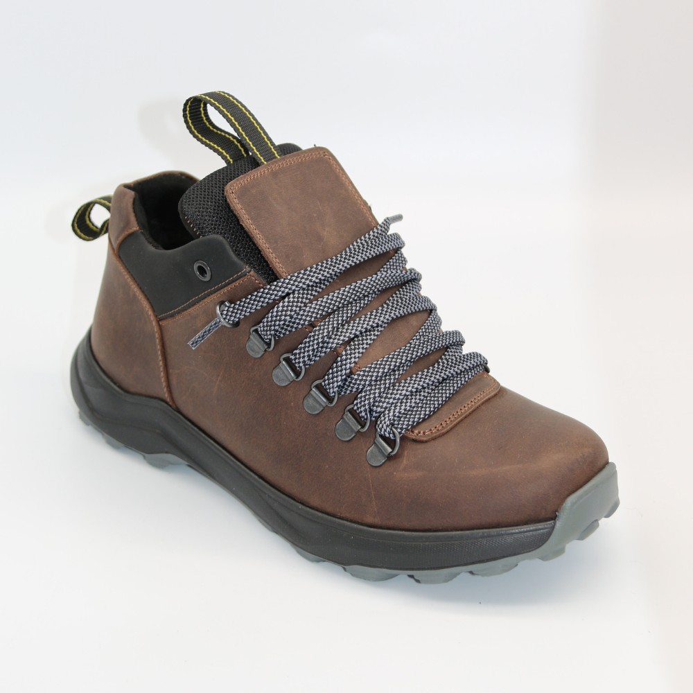 Чоловічі зимові черевики Alex Bens 03-VT-345 6057, коричневі з натуральної шкіри та вовни