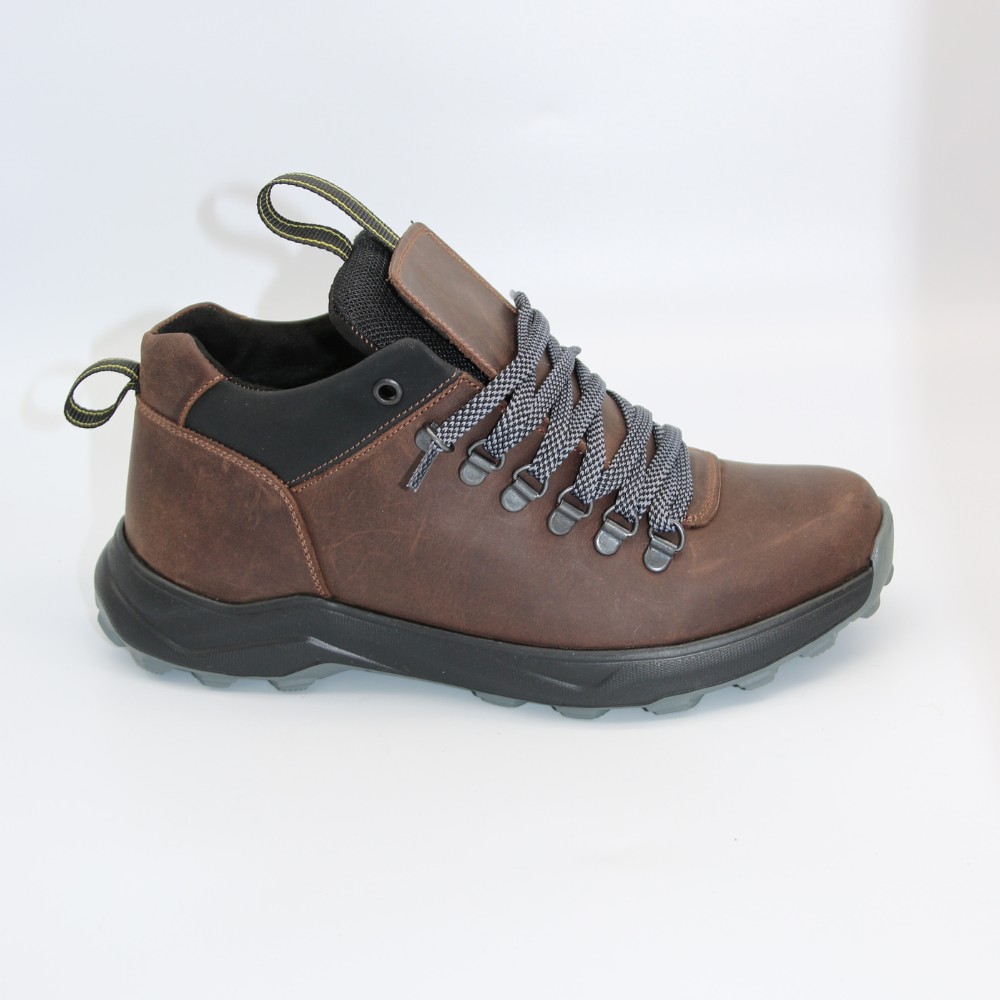 Чоловічі зимові черевики Alex Bens 03-VT-345 6057, коричневі з натуральної шкіри та вовни