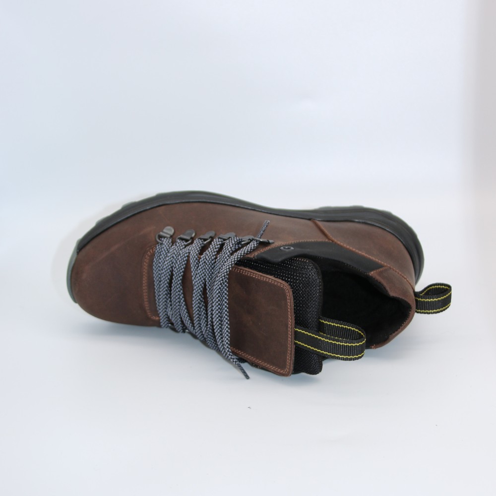 Чоловічі зимові черевики Alex Bens 03-VT-345 6057, коричневі з натуральної шкіри та вовни