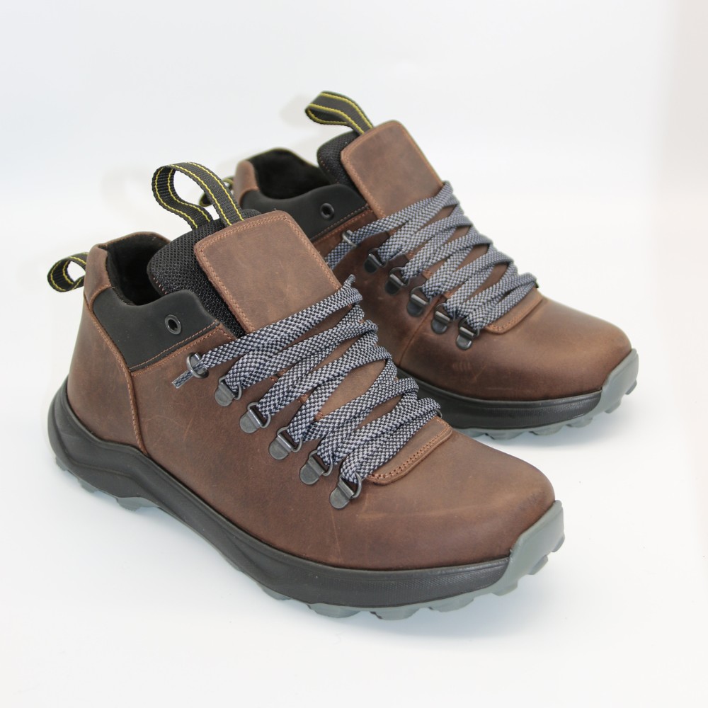 Чоловічі зимові черевики Alex Bens 03-VT-345 6057, коричневі з натуральної шкіри та вовни