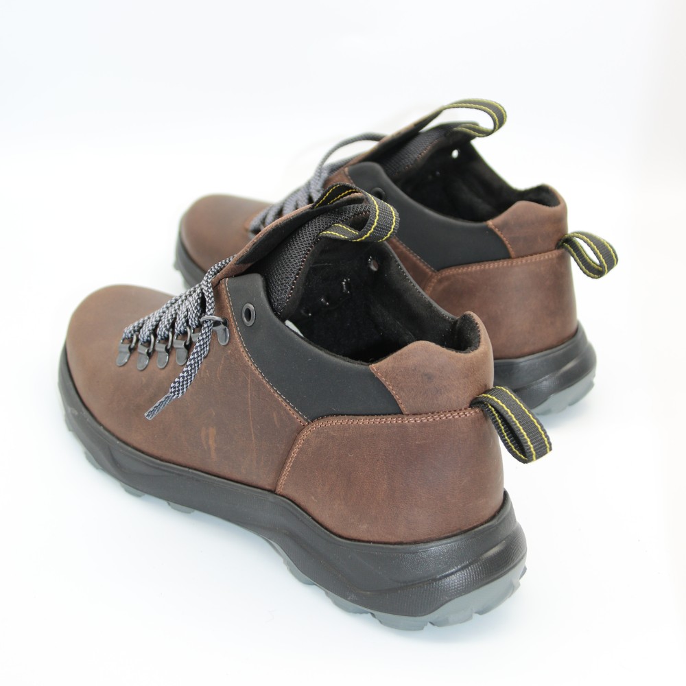 Чоловічі зимові черевики Alex Bens 03-VT-345 6057, коричневі з натуральної шкіри та вовни