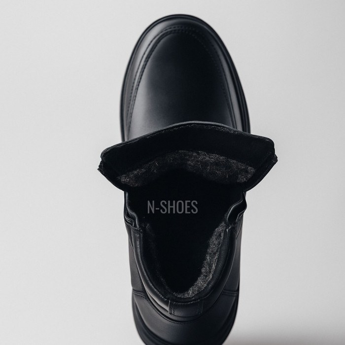 Men’s winter boots Alex Bens B21 6059: genuine leather and wool, slip-on, two side zippers