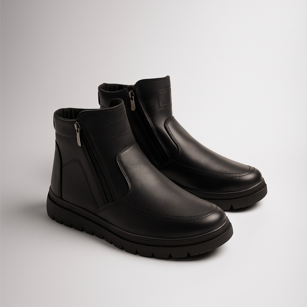 Чоловічі зимові черевики Alex Bens B21 6059: натуральна шкіра та вовна, без шнурків, дві бокові блискавки