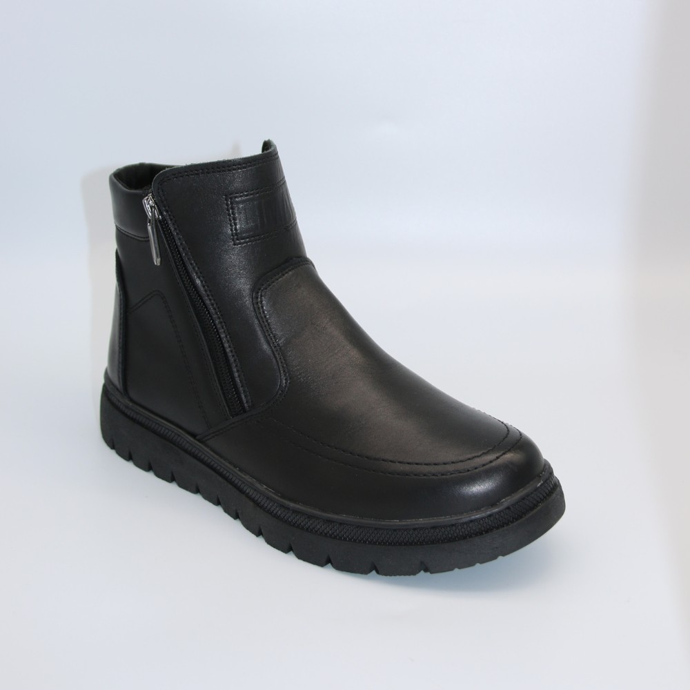 Чоловічі зимові черевики Alex Bens B21 6059: натуральна шкіра та вовна, без шнурків, дві бокові блискавки