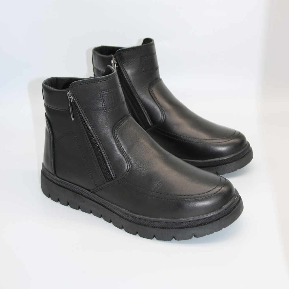 Чоловічі зимові черевики Alex Bens B21 6059: натуральна шкіра та вовна, без шнурків, дві бокові блискавки