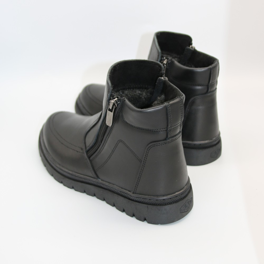 Чоловічі зимові черевики Alex Bens B21 6059: натуральна шкіра та вовна, без шнурків, дві бокові блискавки