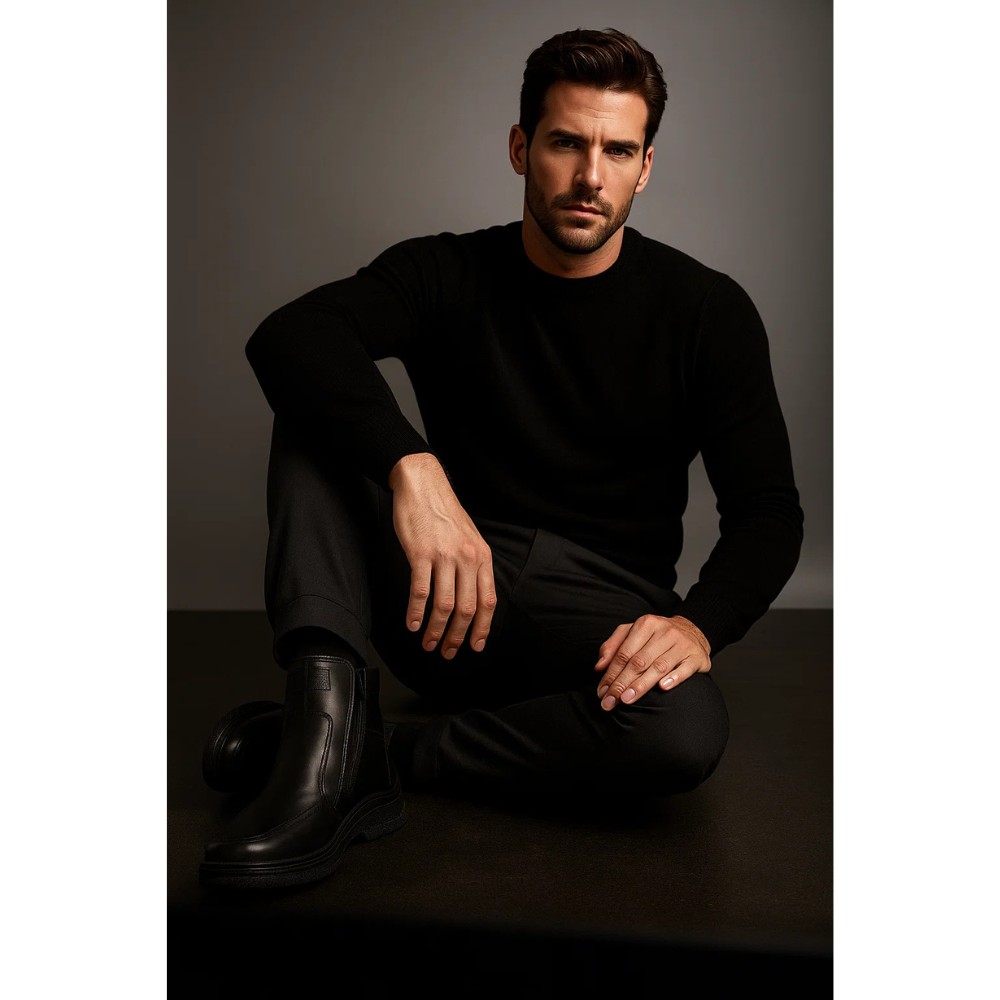 Alex Bens 6069 чоловічі зимові черевики зі шкіри та вовни у стилі Vivo Barefoot