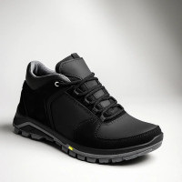 Чоловічі зимові кросівки Alex Bens A2 6070 чорні з натуральної шкіри та вовни у стилі Under Armour