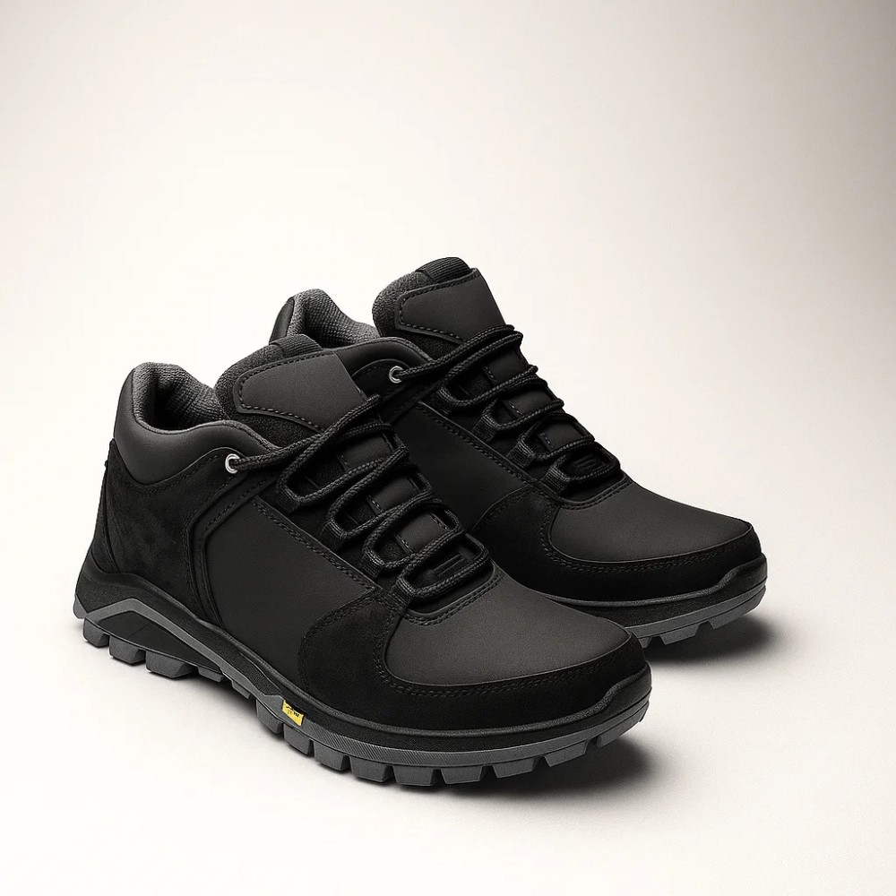 Чоловічі зимові кросівки Alex Bens A2 6070, чорні, шкіра та вовна, у стилі Under Armour