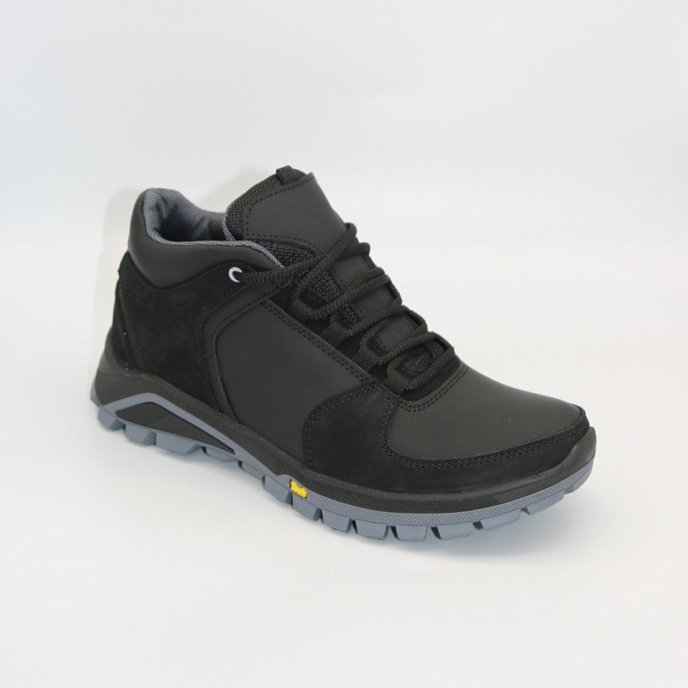 Чоловічі зимові кросівки Alex Bens A2 6070, чорні, шкіра та вовна, у стилі Under Armour