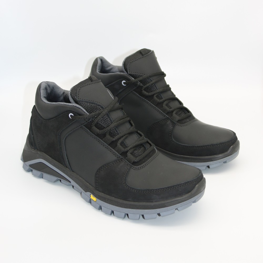 Чоловічі зимові кросівки Alex Bens A2 6070, чорні, шкіра та вовна, у стилі Under Armour