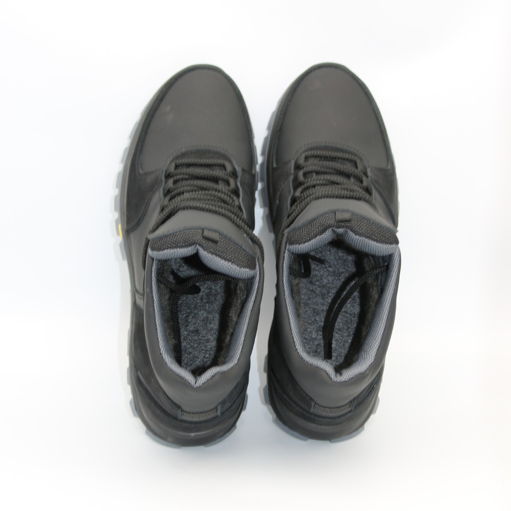 Чоловічі зимові кросівки Alex Bens A2 6070, чорні, шкіра та вовна, у стилі Under Armour