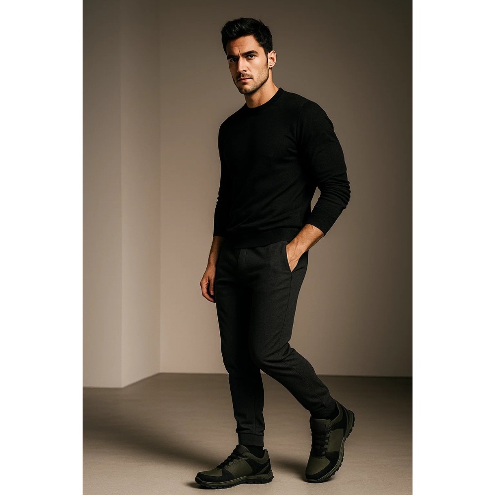 Чоловічі зимові кросівки хакі Alex Bens A2 6071 з натуральної шкіри та шерсті в стилі Under Armour