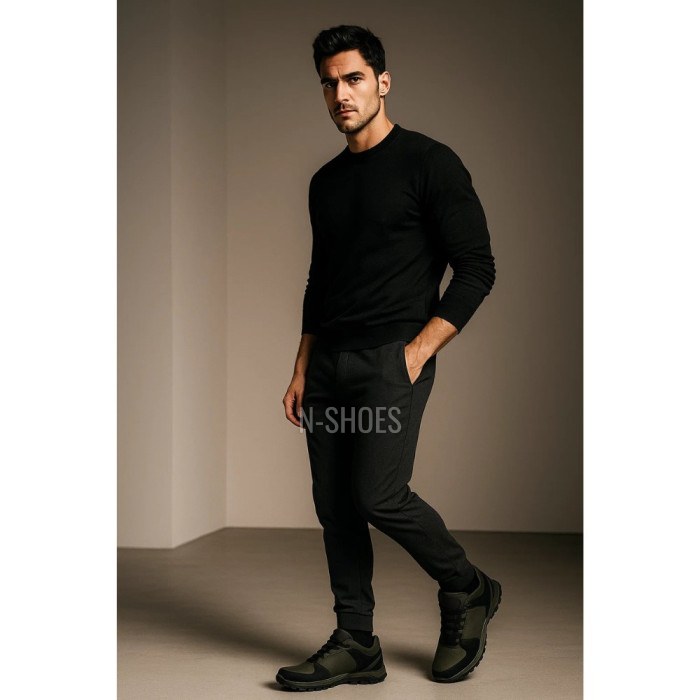 Men’s winter sneakers khaki Alex Bens A2 6071 in genuine leather and wool