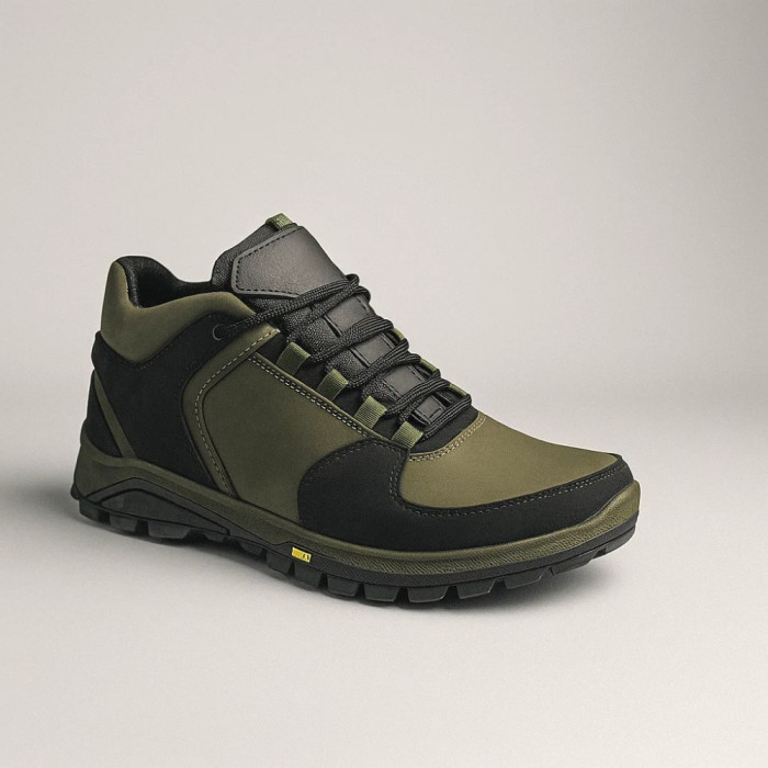 Men’s winter sneakers khaki Alex Bens A2 6071 in genuine leather and wool