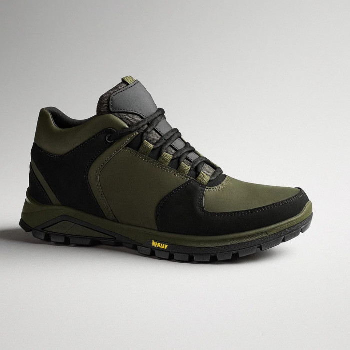Men’s winter sneakers khaki Alex Bens A2 6071 in genuine leather and wool