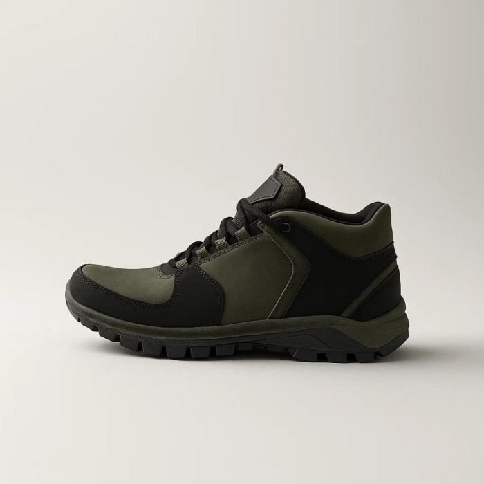 Men’s winter sneakers khaki Alex Bens A2 6071 in genuine leather and wool