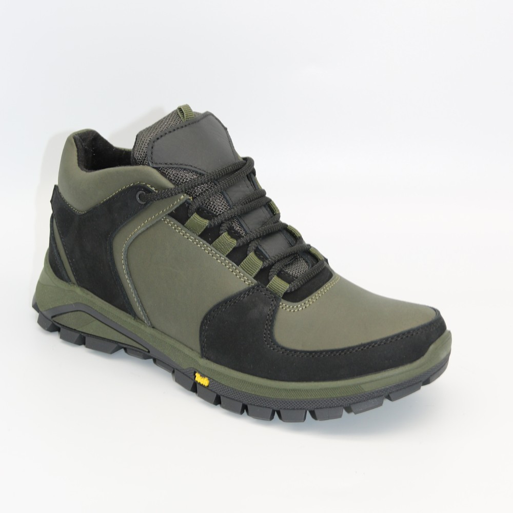 Чоловічі зимові кросівки хакі Alex Bens A2 6071 з натуральної шкіри та шерсті в стилі Under Armour