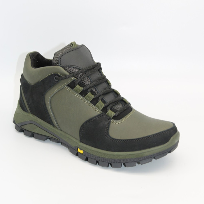 Men’s winter sneakers khaki Alex Bens A2 6071 in genuine leather and wool