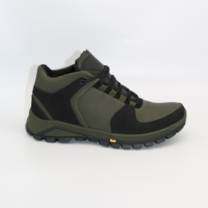 Men’s winter sneakers khaki Alex Bens A2 6071 in genuine leather and wool