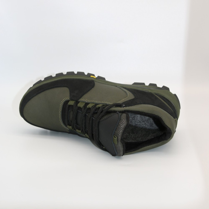 Men’s winter sneakers khaki Alex Bens A2 6071 in genuine leather and wool