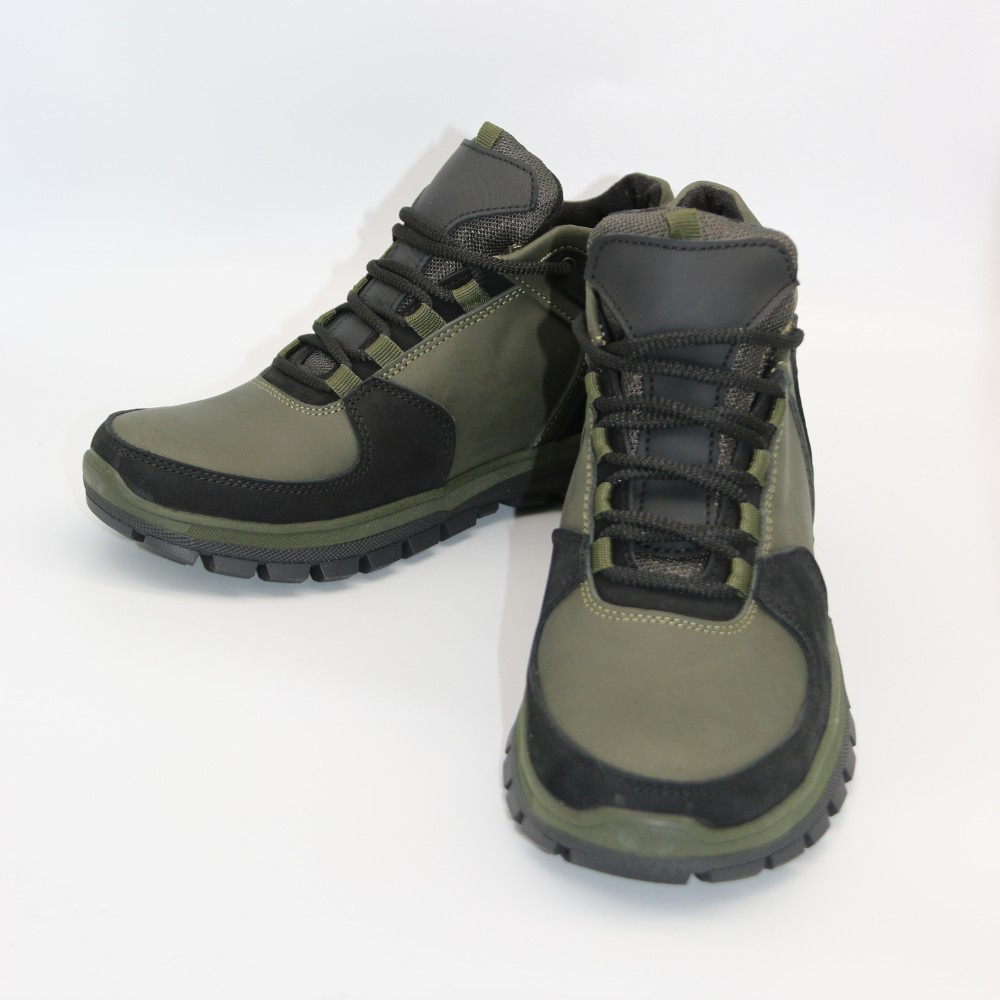 Чоловічі зимові кросівки хакі Alex Bens A2 6071 з натуральної шкіри та шерсті в стилі Under Armour