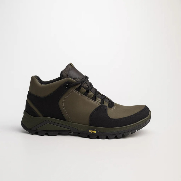 Men’s winter sneakers khaki Alex Bens A2 6071 in genuine leather and wool